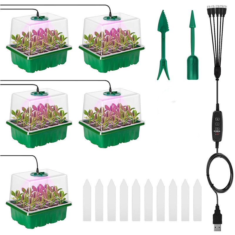 Humidity Dome Kit - Seed starter tray with grow lights,