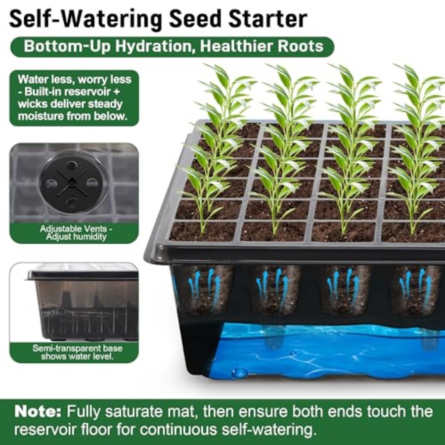 60-Cell Self-Watering Seed Sta - Humidity Dome Kit recension och pris