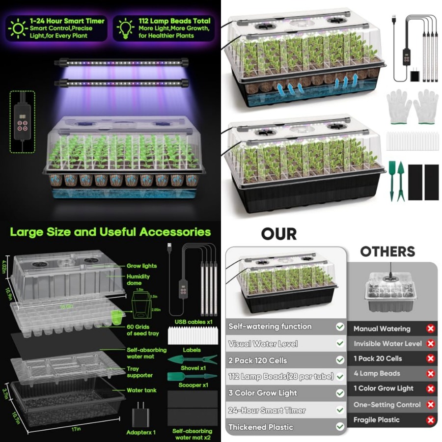 120-Cell Self-Watering Seed St - Humidity Dome Kit recension och pris