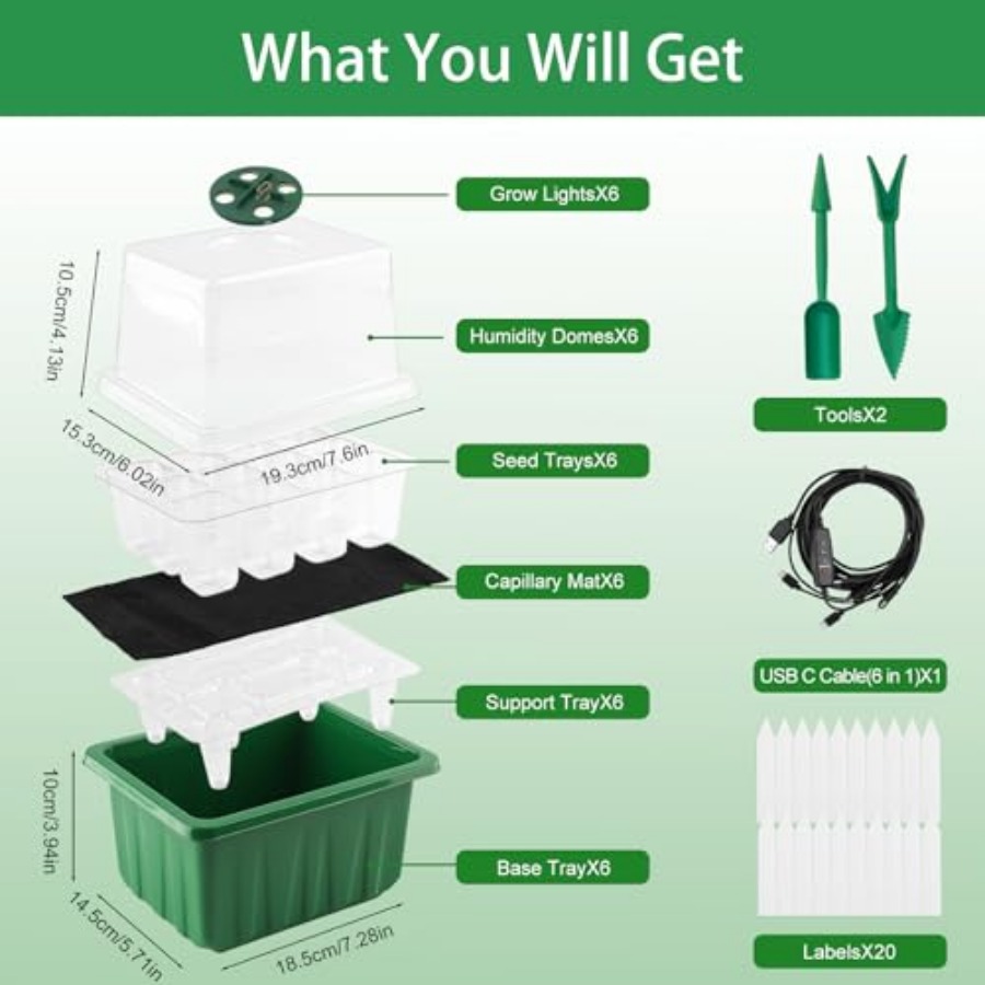Seed Starter Tray with Light,  - Humidity Dome Kit recension och pris