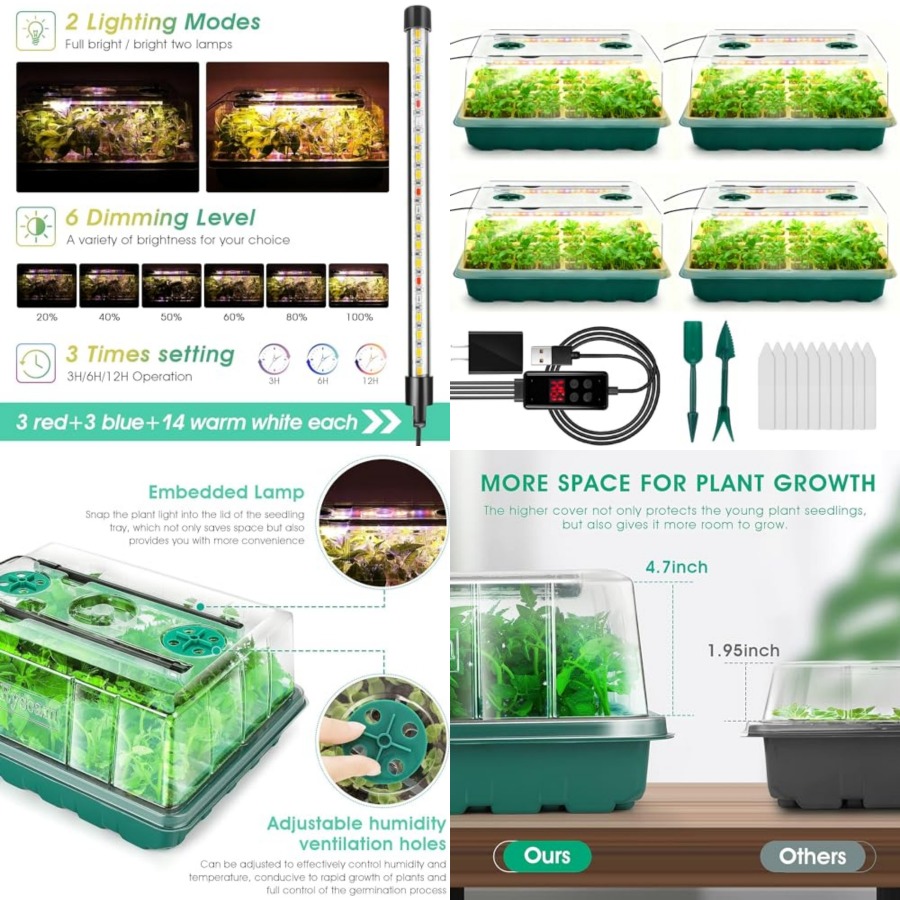 Seed Starter Tray with Grow Li - Humidity Dome Kit recension och pris